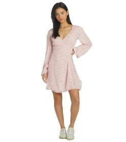 Billabong Women's Spring Romance Mini Wrap Dress -Billabong 7316760363176 pinklady 4a